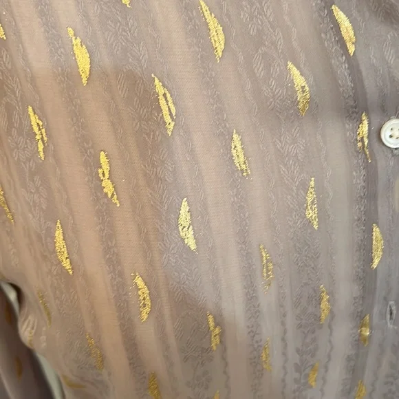 Banana Republic Sheer Metallic Button Down Blouse - Picture 3 of 5